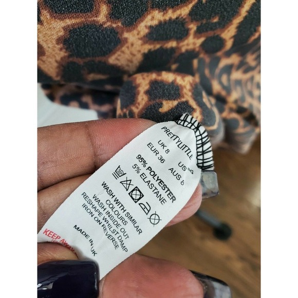 PRETTYLITTLETHING Women Multicolor Polyester SquareNeck Knee Length Dress Size 4 - Picture 9 of 10